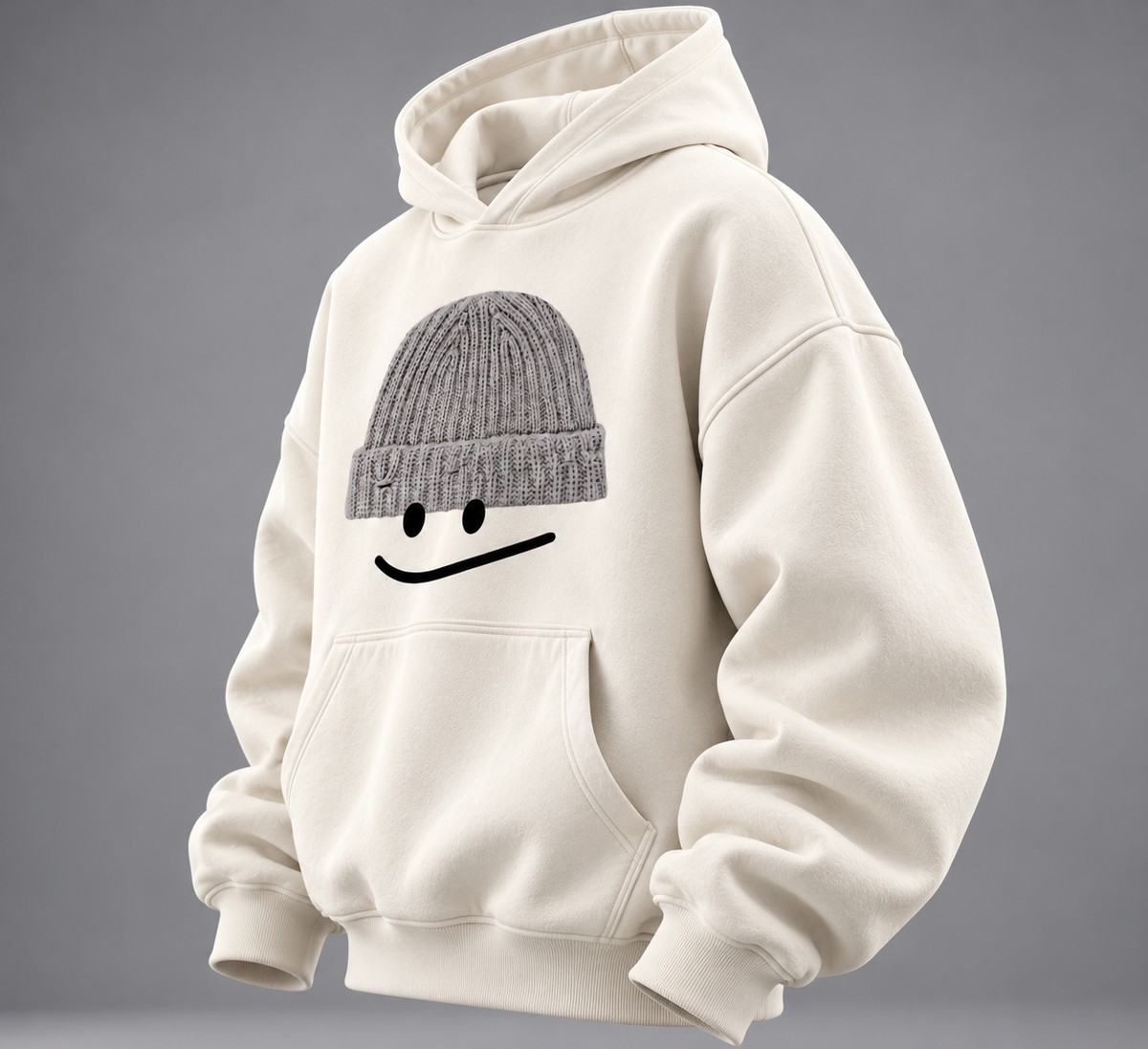 Beanie Smiley Oversized Hoodie