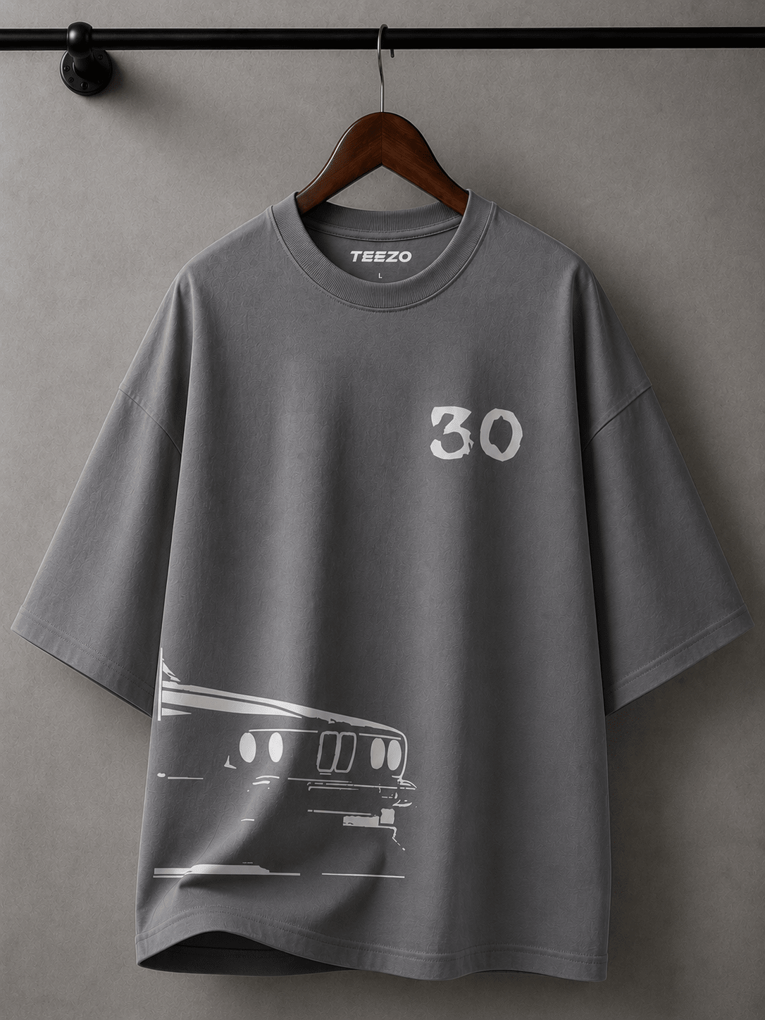 TEEZO Apex 30 (Gray) Oversized Drop Shoulder T-Shirt Pakistan