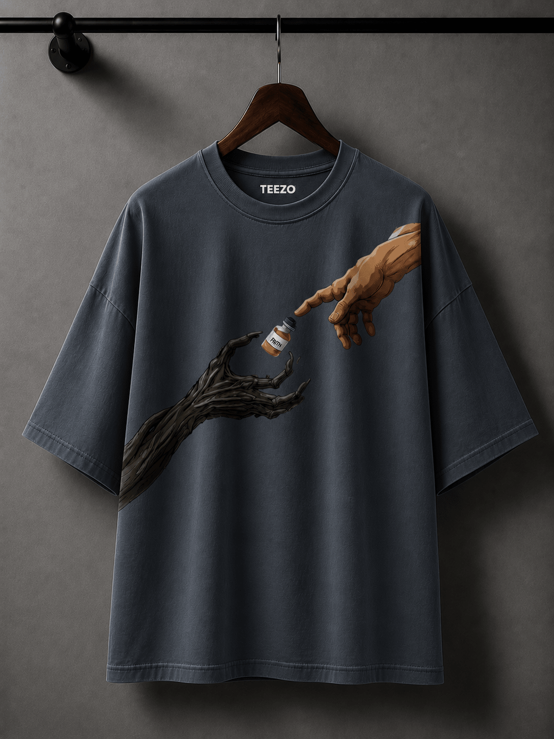 Artistic Hands Graphic Oversized Cotton T-Shirt with Premium Unisex Streetwear Design