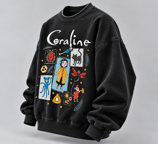 Coraline graphic oversized sweatshirt in charcoal black by TEEZO