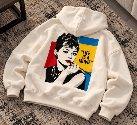 TEEZO Life Is A Movie oversized graphic hoodie back view