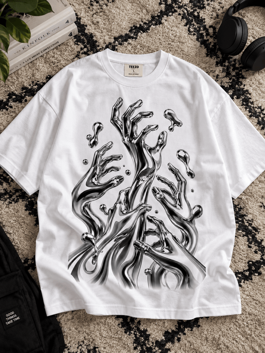 Chrome Hands Oversized T-Shirt: A Bold Take on Modern Streetwear - Teezo