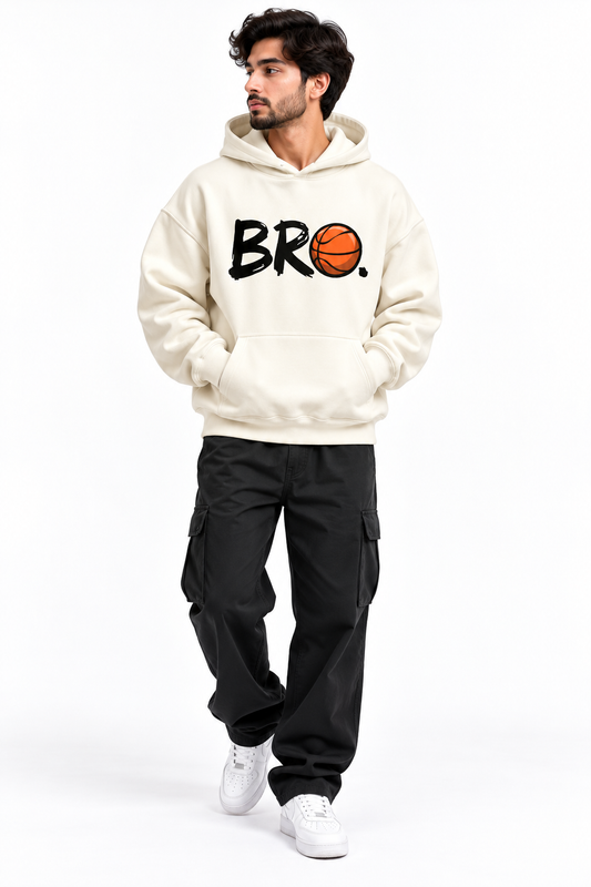 BRO Basketball Oversized Hoodie – Off White | TEEZO