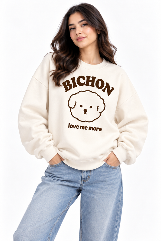 Bichon Dog Graphic Oversized Sweatshirt