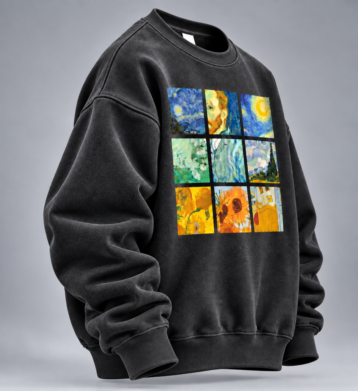 Charcoal black oversized graphic sweatshirt by TEEZO