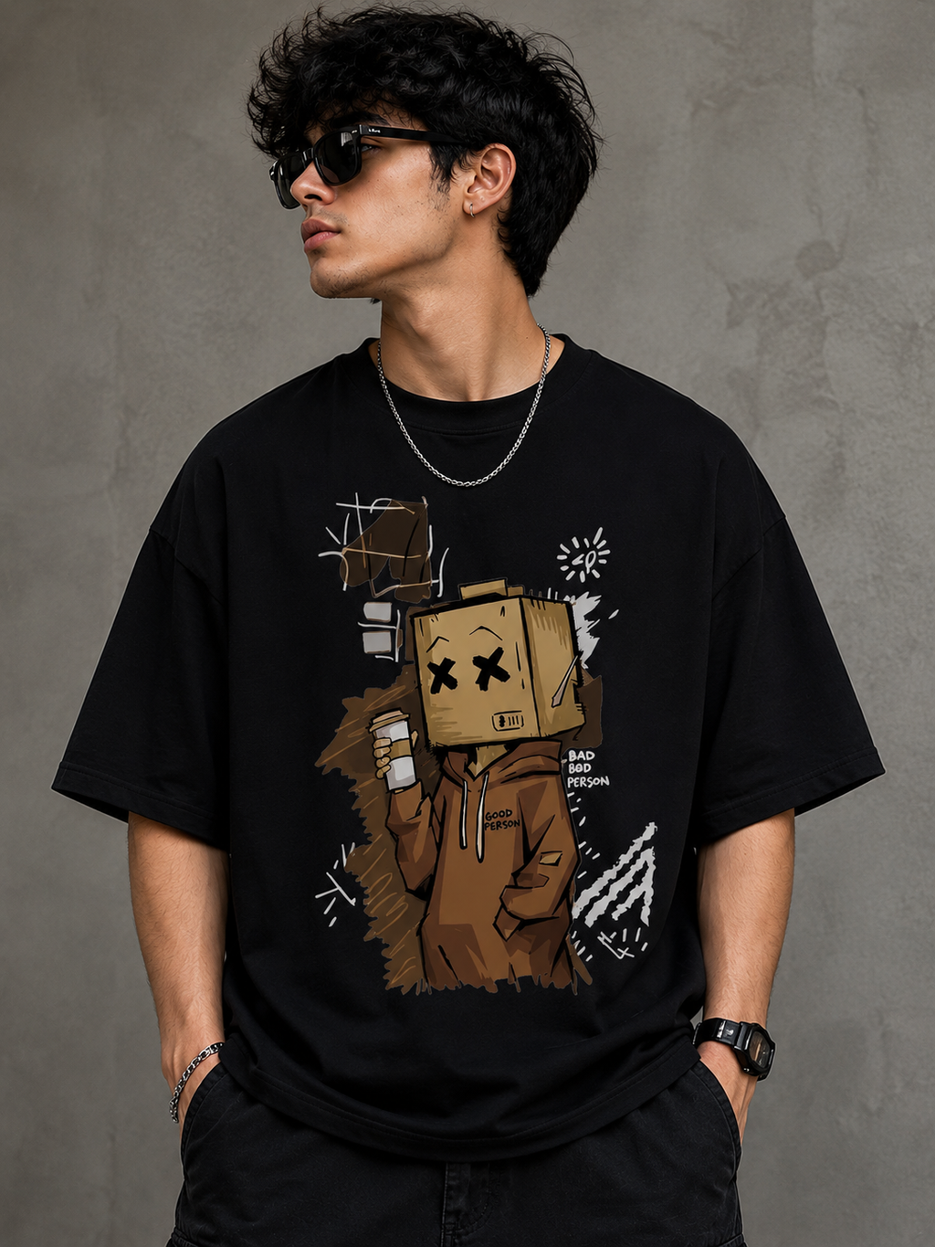Hidden Identity Oversized Drop Shoulder T-Shirt | Premium Graphic Tee