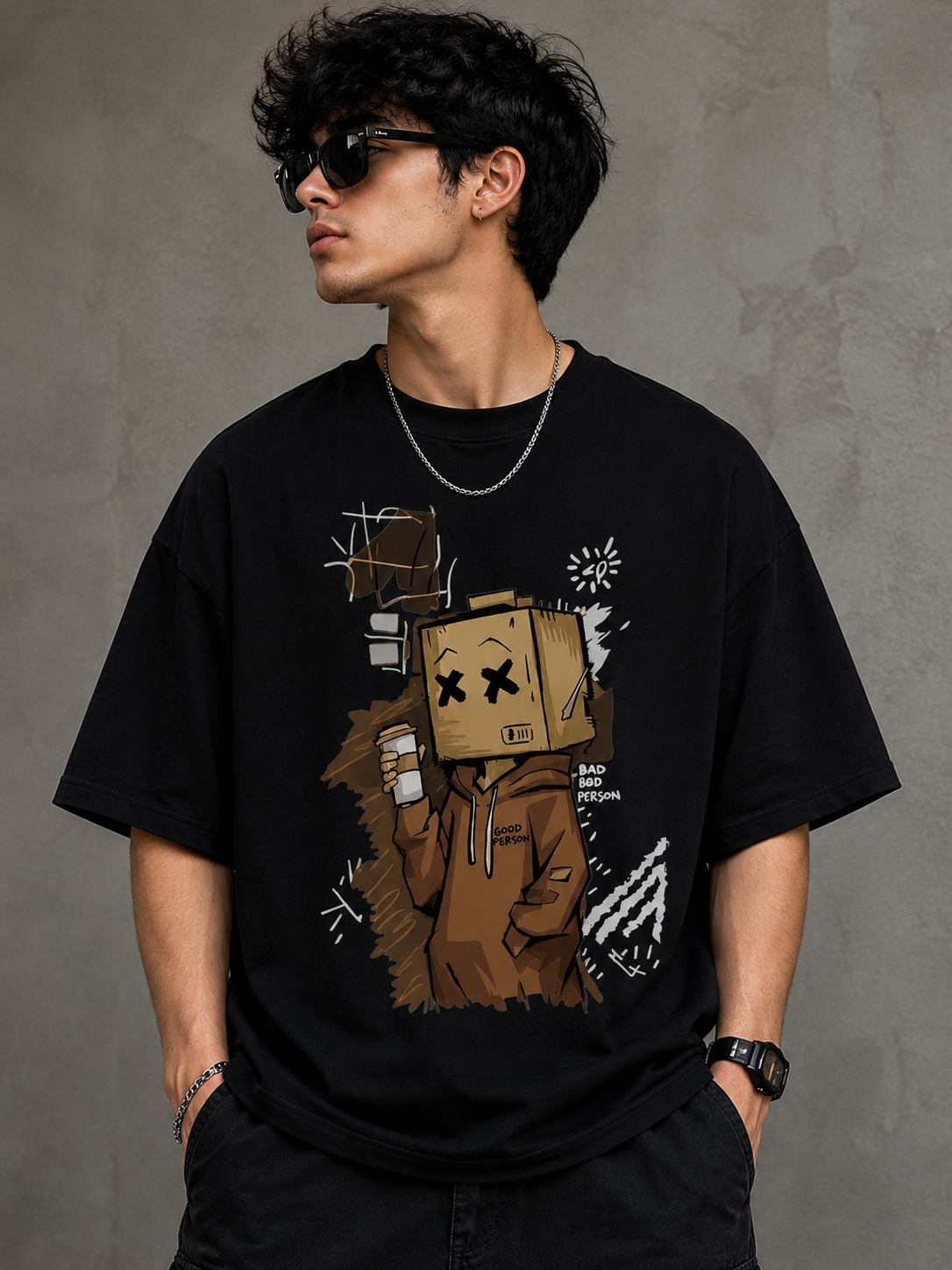 Hidden Identity Oversized Drop Shoulder T-Shirt | Premium Graphic Tee