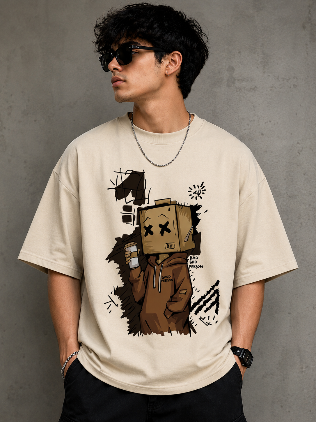Hidden Identity Oversized Drop Shoulder T-Shirt | Premium Graphic Tee