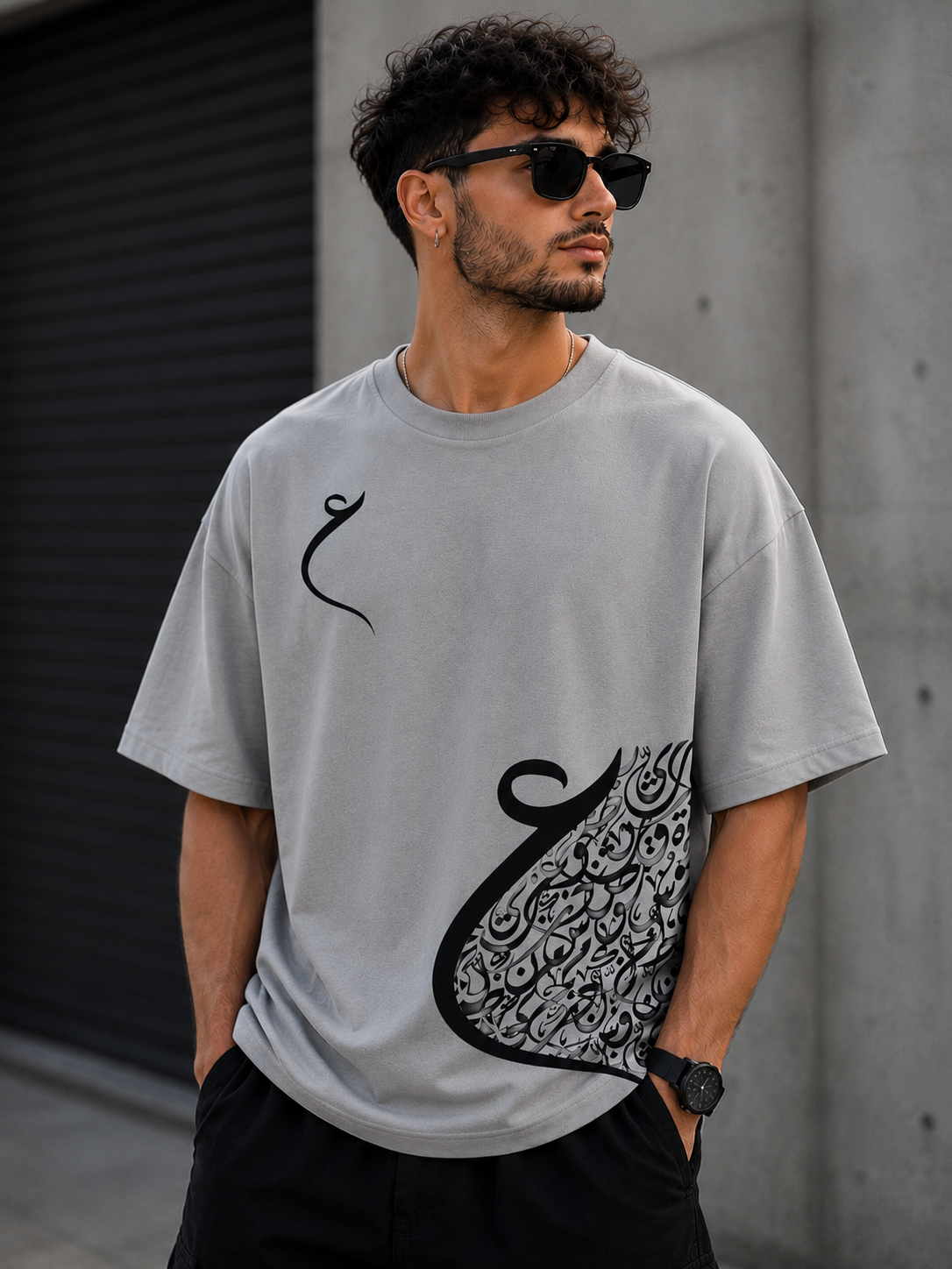 Noor-e-Khat Oversized Drop Shoulder T-Shirt – Premium Arabic Calligraphy Graphic Tee