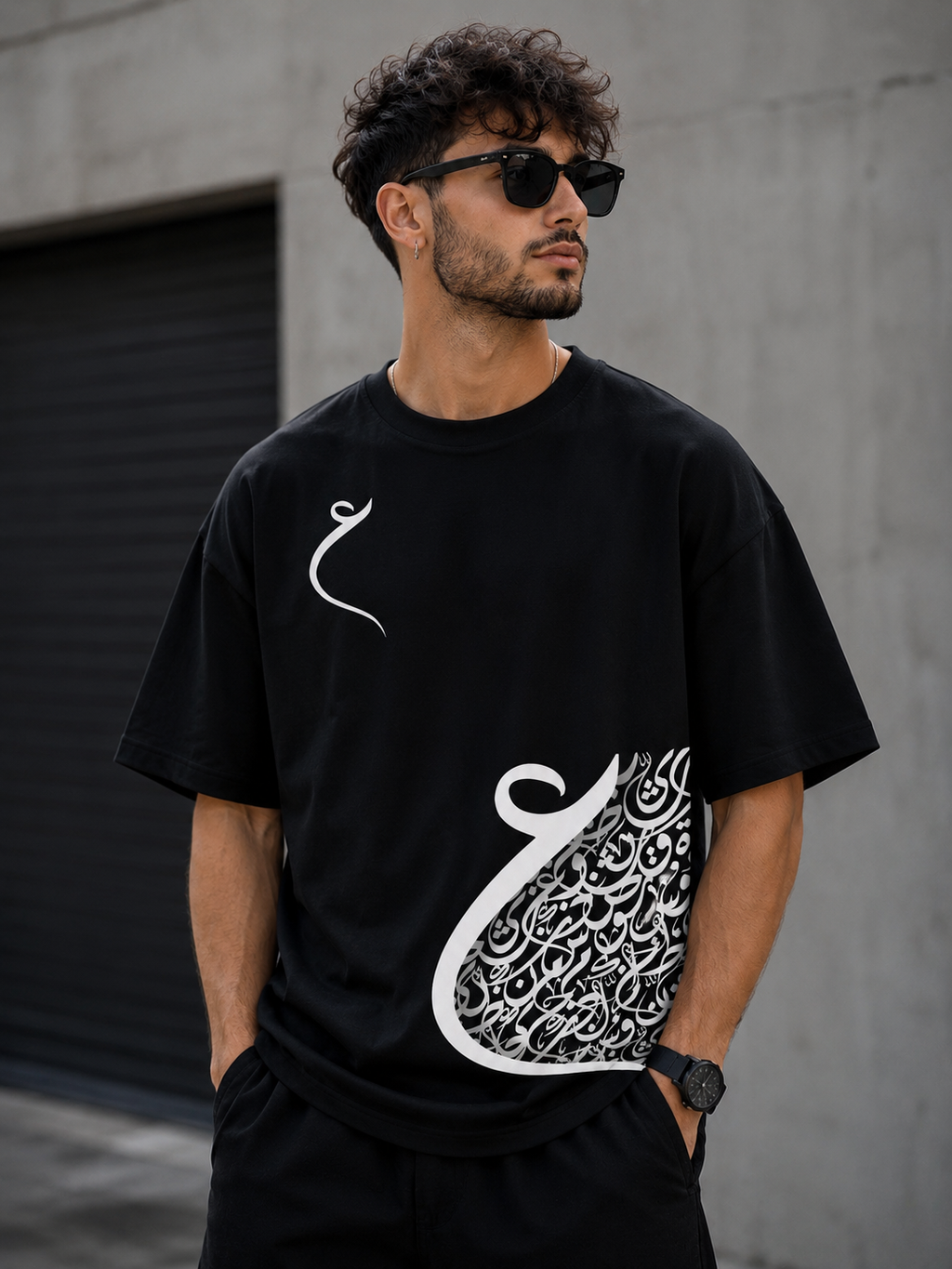 Noor-e-Khat Oversized Drop Shoulder T-Shirt – Premium Arabic Calligraphy Graphic Tee
