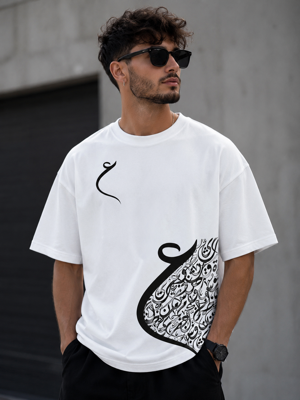 Noor-e-Khat Oversized Drop Shoulder T-Shirt – Premium Arabic Calligraphy Graphic Tee