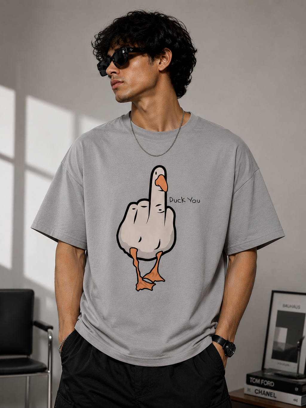 Duck You Oversized Graphic T-Shirt | Premium Drop Shoulder Tee | TEEZO