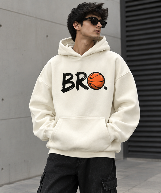 BRO Basketball Oversized Hoodie – Off White | TEEZO