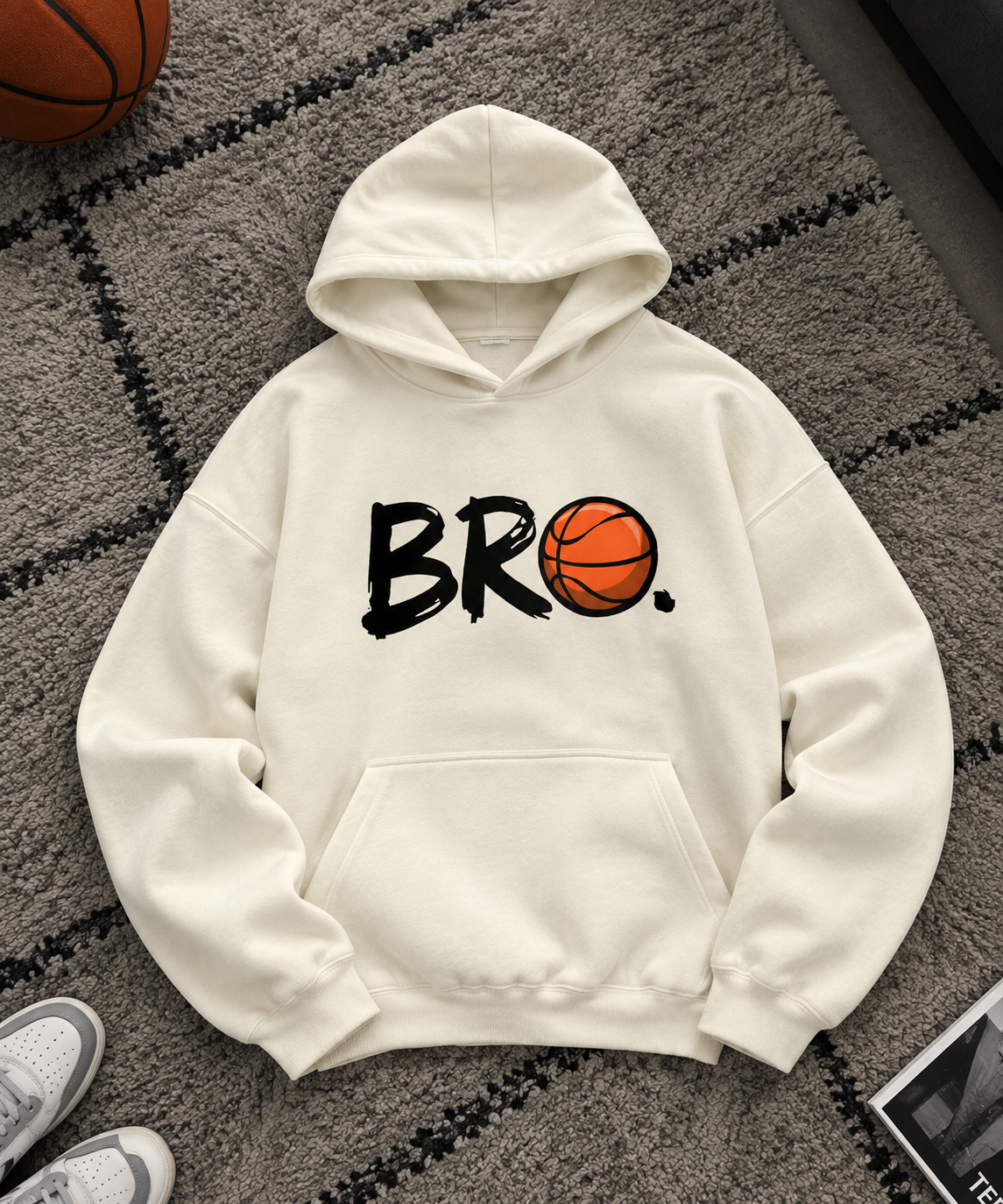 BRO Basketball Oversized Hoodie – Off White | TEEZO