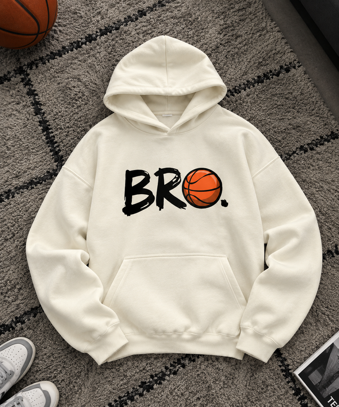 BRO Basketball Oversized Hoodie – Off White | TEEZO