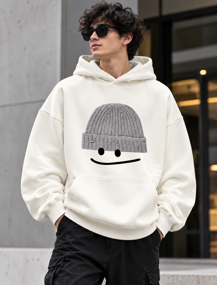 Beanie Smiley Oversized Hoodie