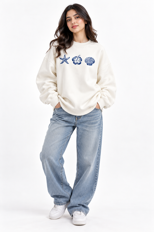 Nautical Oversized Graphic Sweatshirt