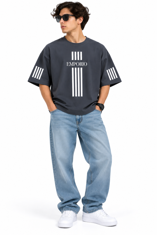 Emporio Stripe | 200 GSM Premium Oversized T-Shirt – TEEZO