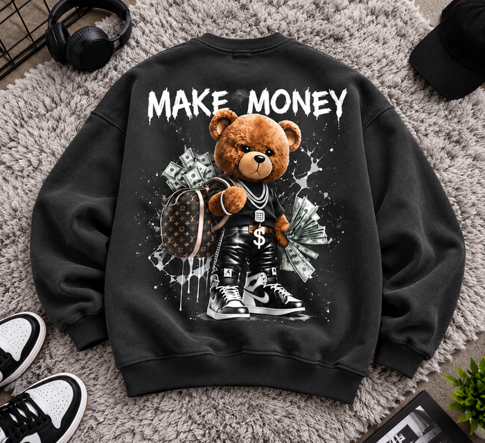Make Money Bear Oversized Sweatshirt – Streetwear