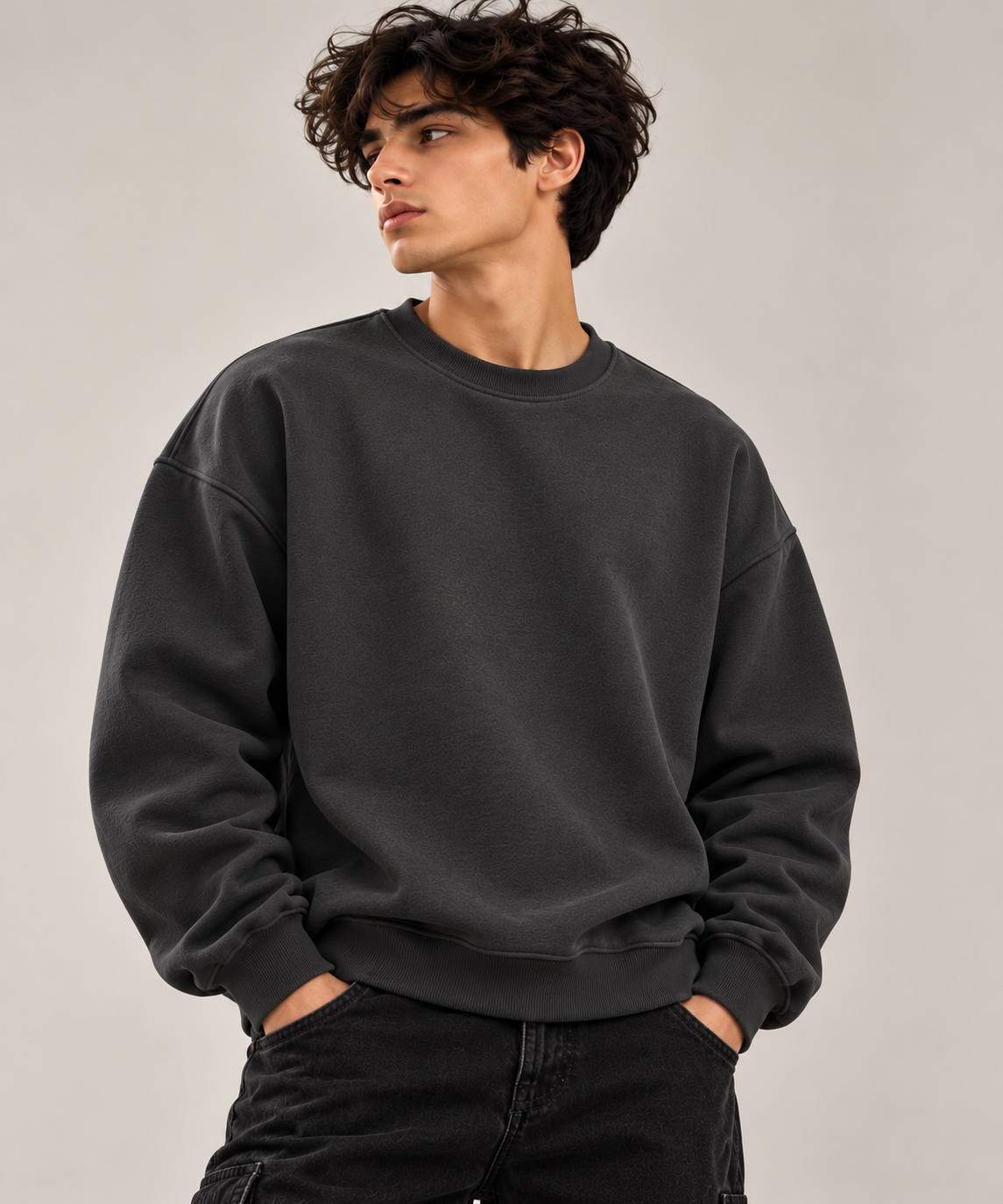 Essential Charcoal Black Sweatshirt – TEEZO