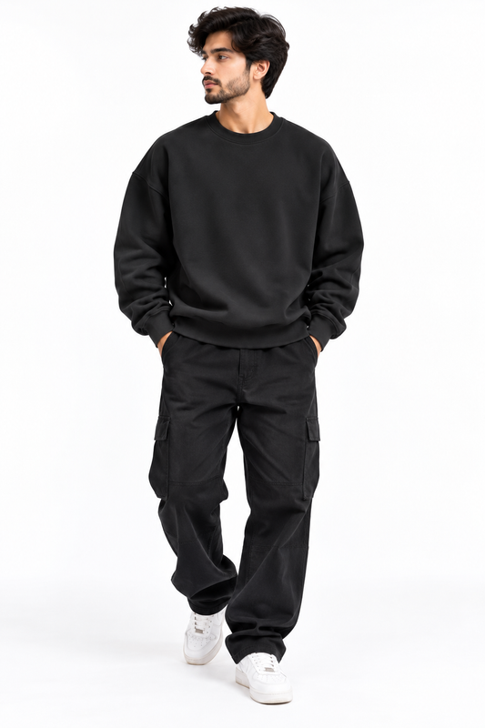 Essential Charcoal Black Sweatshirt – TEEZO