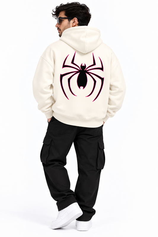 Spider Web Graphic Oversized Hoodie – Off White