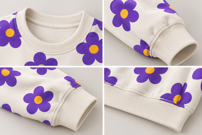 Purple Floral Oversized Sweatshirt – Powder White | TEEZO