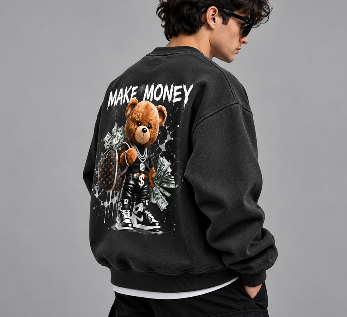 Make Money Bear Oversized Sweatshirt – Streetwear