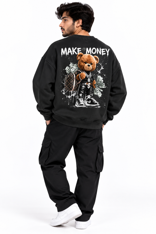 Make Money Bear Oversized Sweatshirt – Streetwear