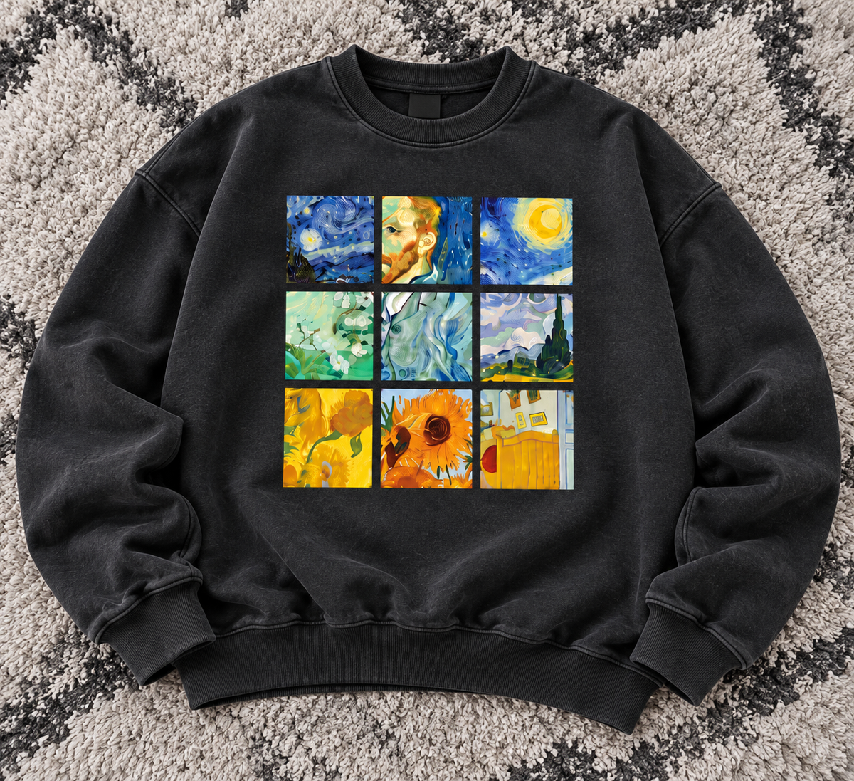 Charcoal black oversized graphic sweatshirt by TEEZO