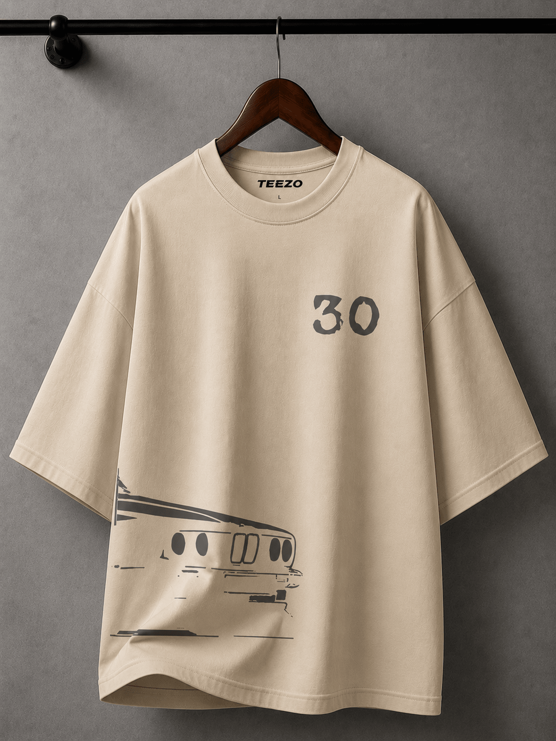 TEEZO Apex 30 (Beige) Oversized Drop Shoulder T-Shirt Pakistan