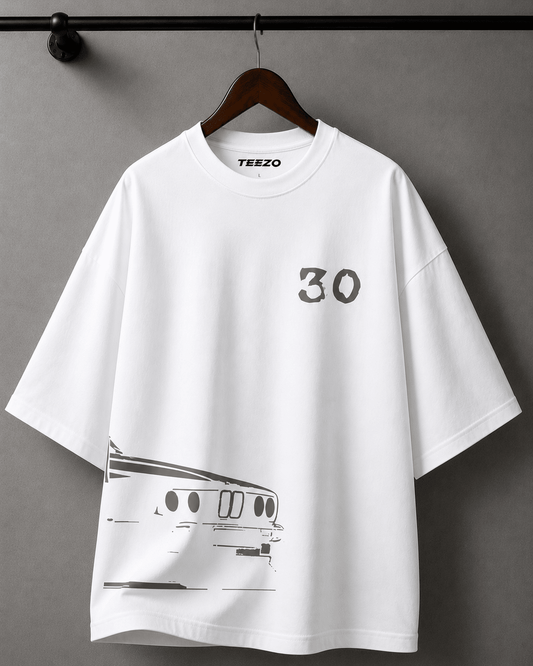 TEEZO Apex 30 (White) Oversized Drop Shoulder T-Shirt Pakistan