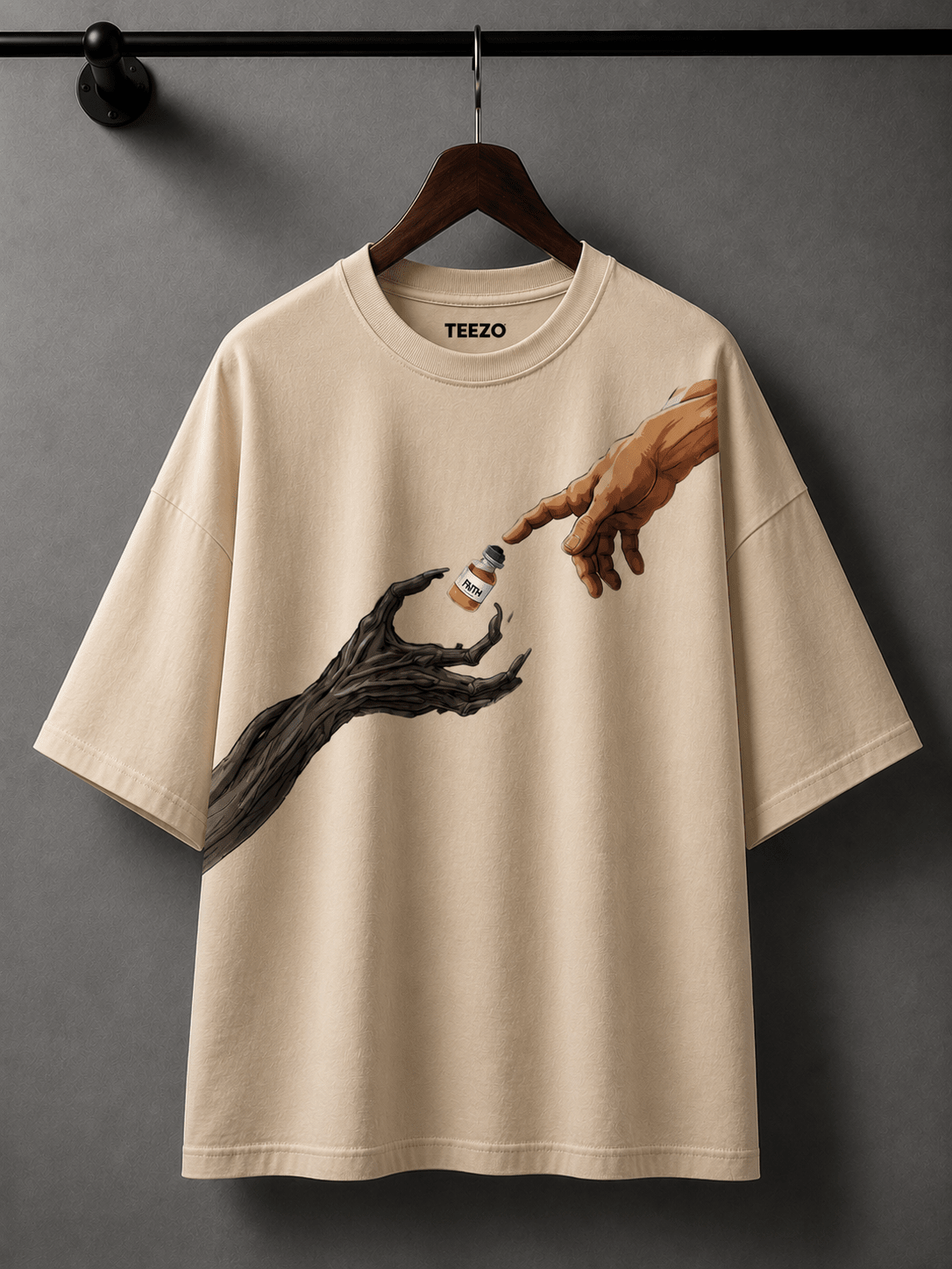 Artistic Hands Graphic Oversized Cotton T-Shirt with Premium Unisex Streetwear Design