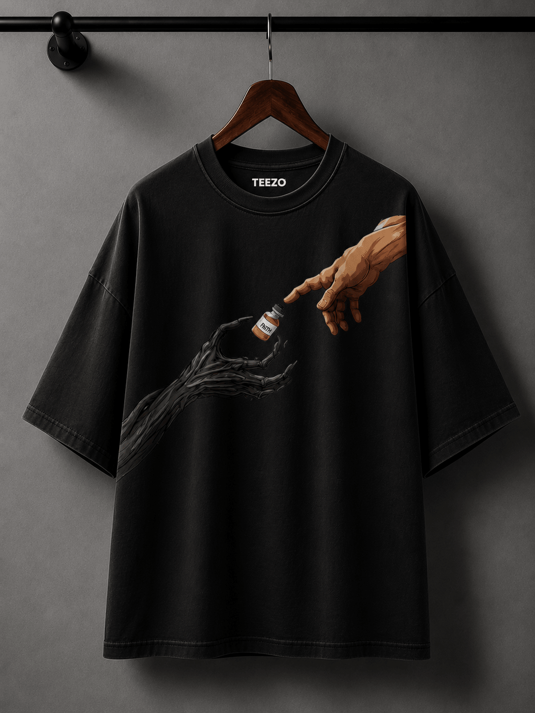 Artistic Hands Graphic Oversized Cotton T-Shirt with Premium Unisex Streetwear Design