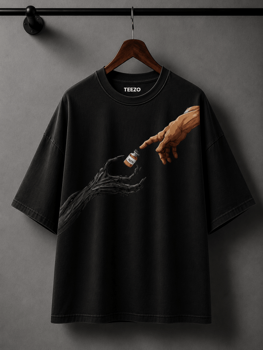 Artistic Hands Graphic Oversized Cotton T-Shirt with Premium Unisex Streetwear Design
