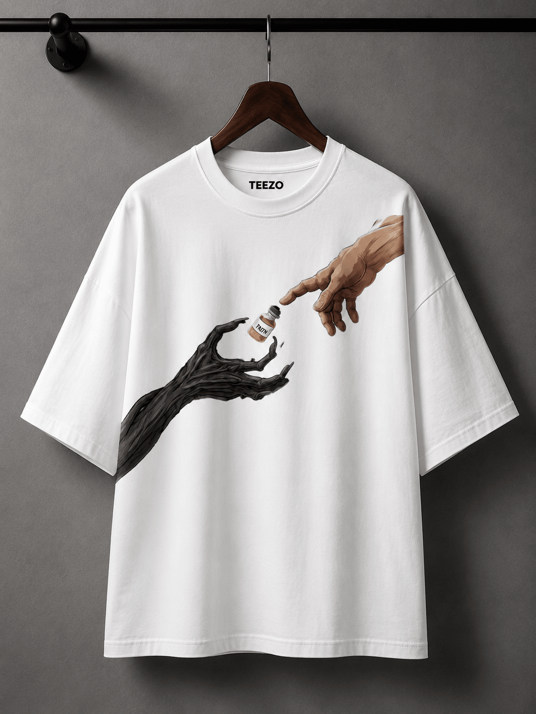 Artistic Hands Graphic Oversized Cotton T-Shirt with Premium Unisex Streetwear Design
