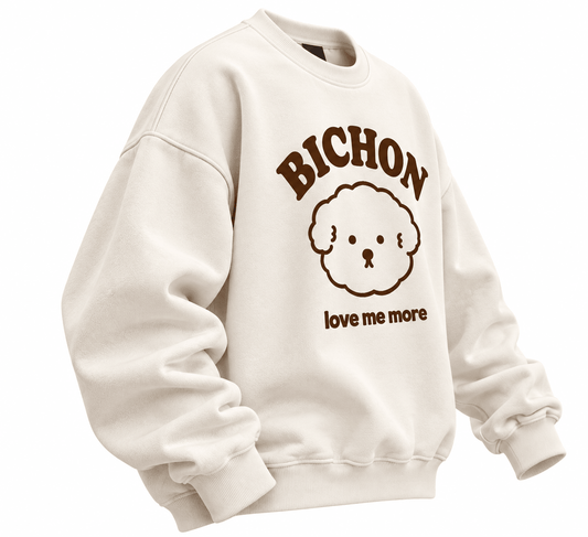 TEEZO Bichon inspired oversized graphic sweatshirt