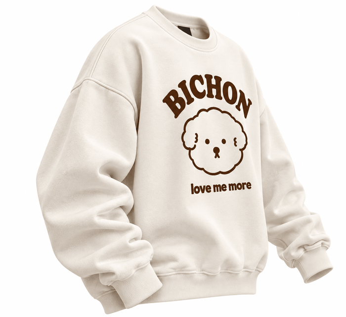 Bichon Dog Graphic Oversized Sweatshirt