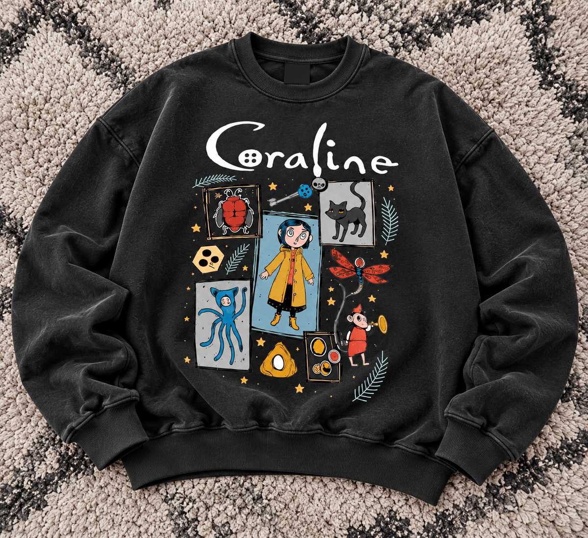 Coraline graphic oversized sweatshirt in charcoal black by TEEZO