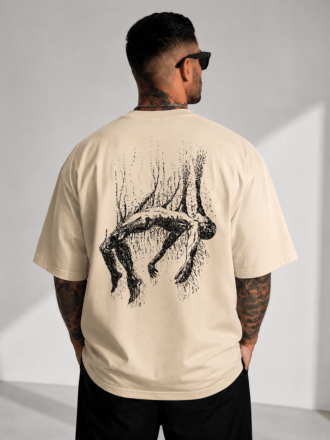 Fall (Beige) oversized drop shoulder T-shirt by TEEZO Pakistan