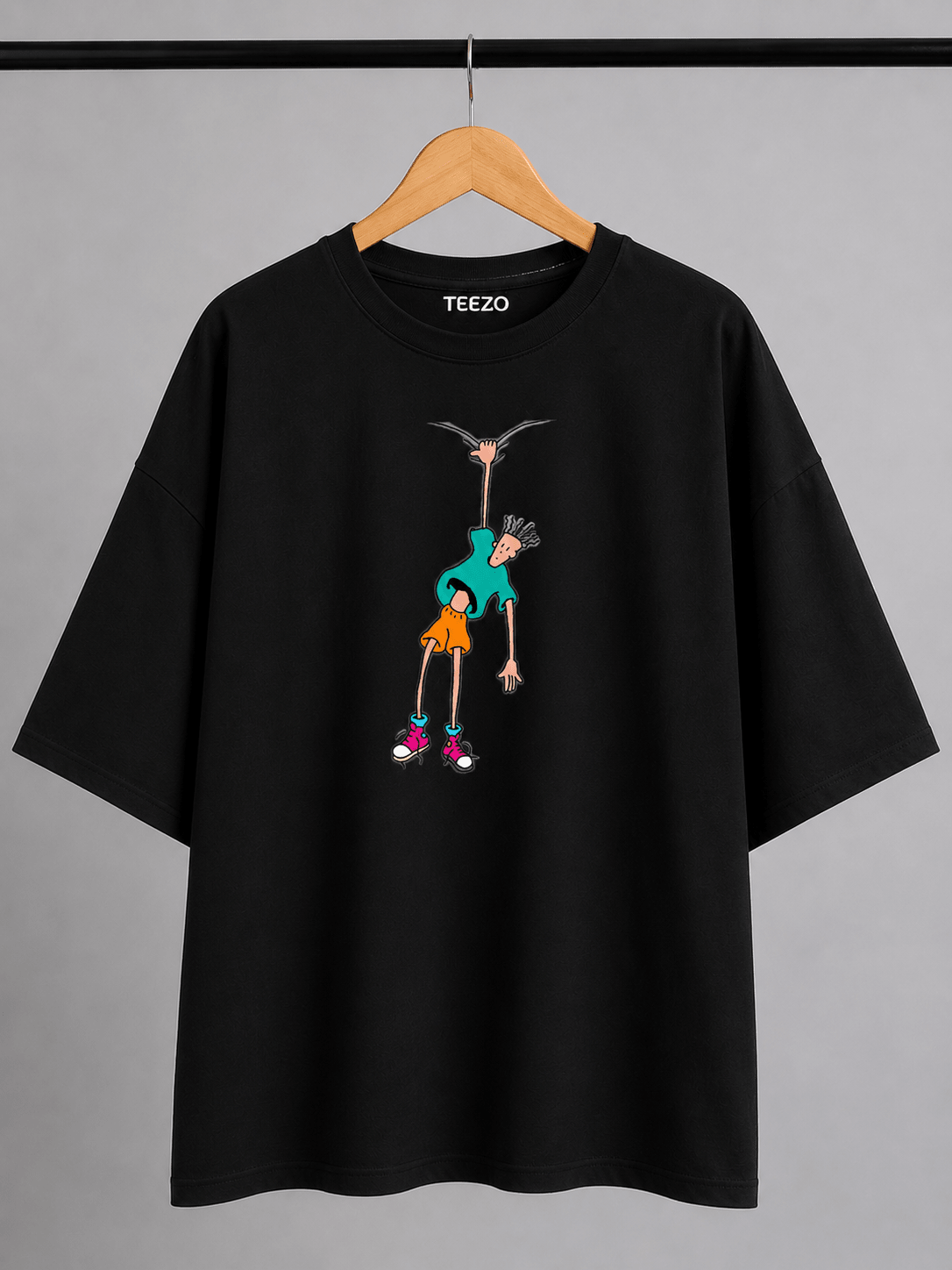 TEEZO Hanging Around oversized drop shoulder graphic t-shirt in black