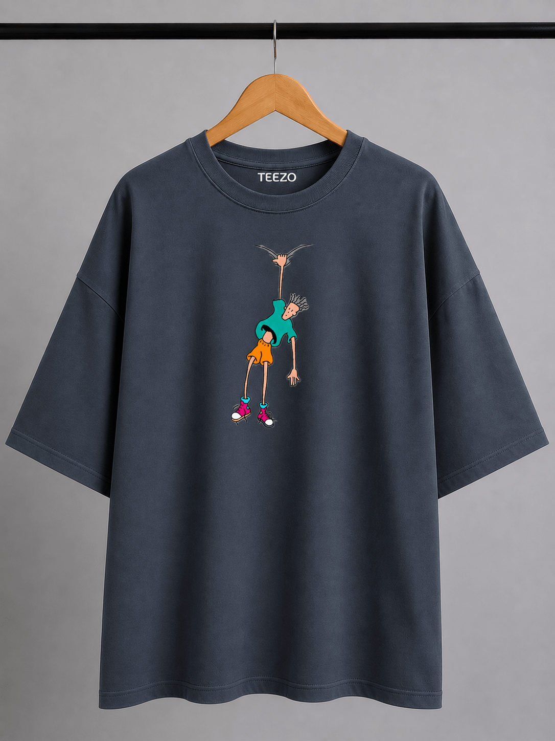 TEEZO Hanging Around oversized drop shoulder graphic t-shirt in grey