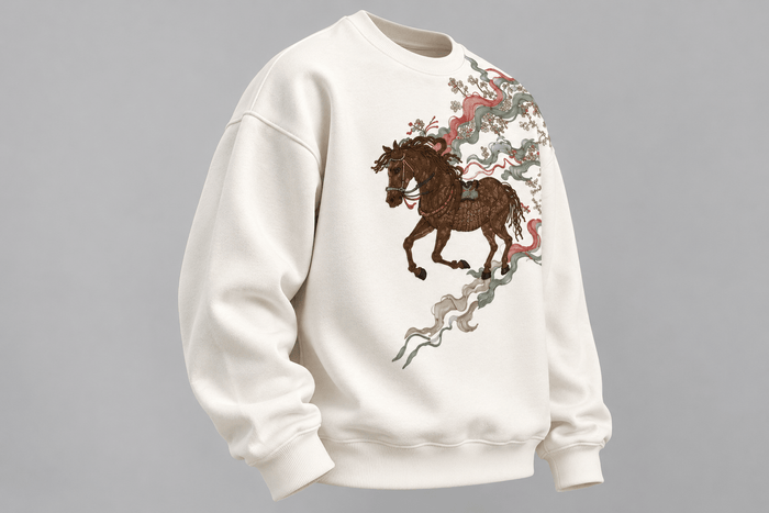 Horse Graphic Oversized Sweatshirt – Off White | TEEZO