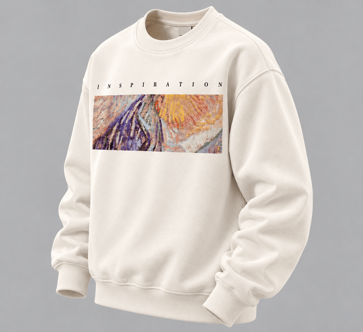 TEEZO Cream Inspiration Oversized Graphic Sweatshirt with Colorful Abstract Artwork
