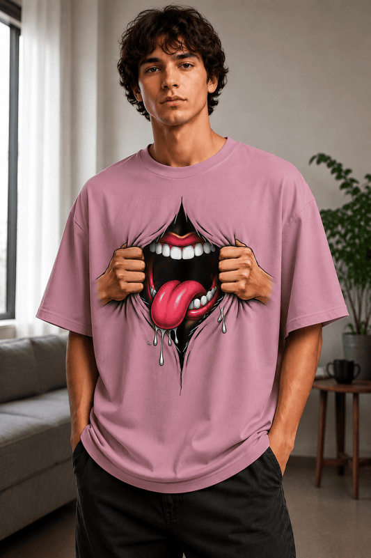 Loud (Pink) oversized drop shoulder T-shirt by TEEZO Pakistan