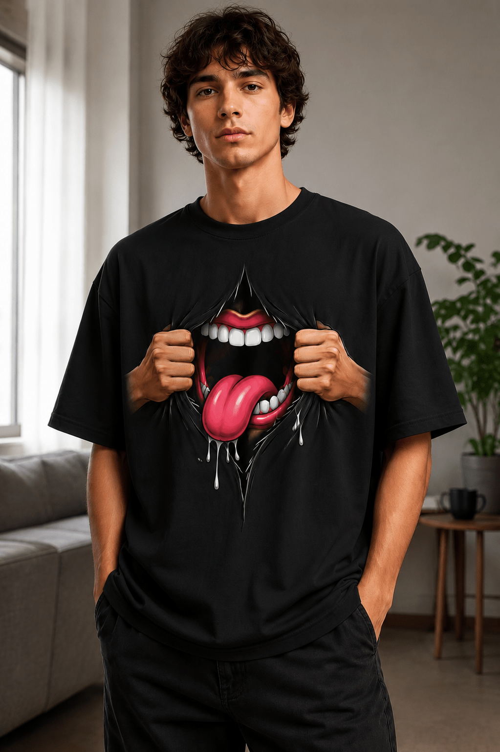 Loud (Black) oversized drop shoulder T-shirt by TEEZO Pakistan