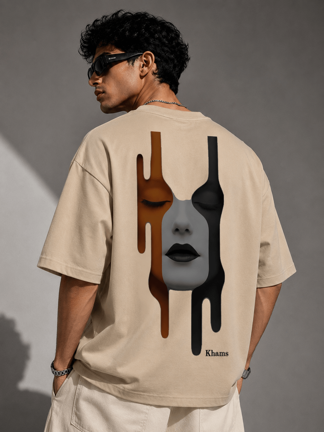 Melting Soul (Beige) oversized drop shoulder T-shirt by TEEZO Pakistan
