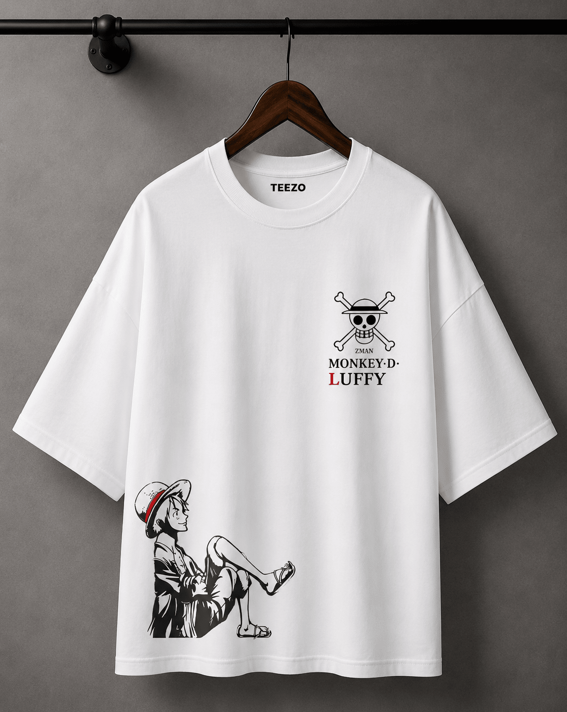 Monkey D. Luffy oversized anime graphic cotton T-shirt for unisex streetwear