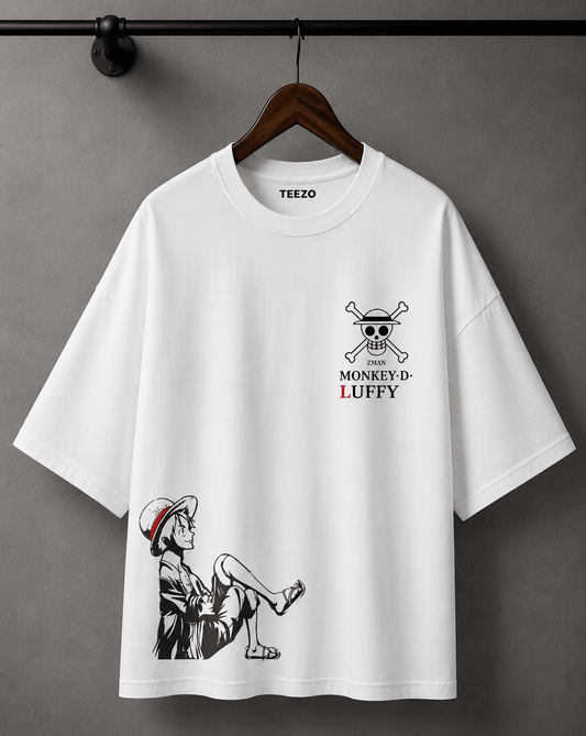 Monkey D. Luffy oversized anime graphic cotton T-shirt for unisex streetwear