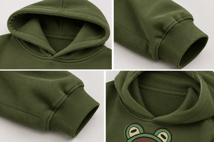 Olive Green Bear Graphic Oversized Hoodie | TEEZO